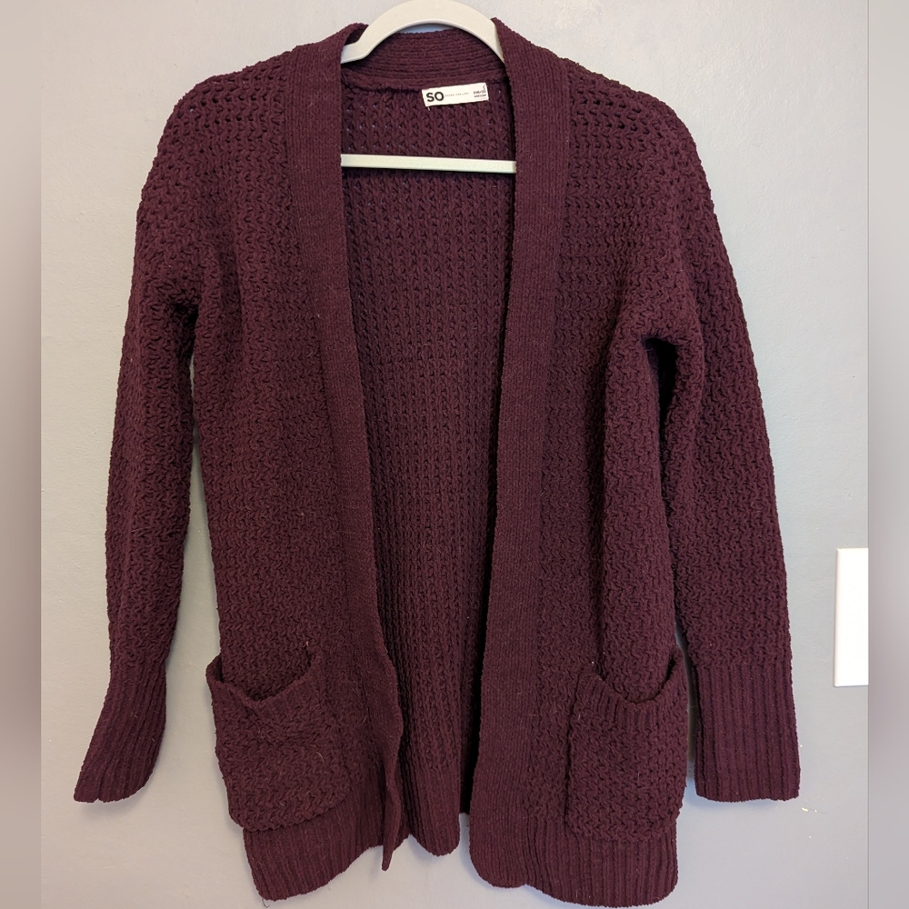 Deep Burgundy Knit Cardigan